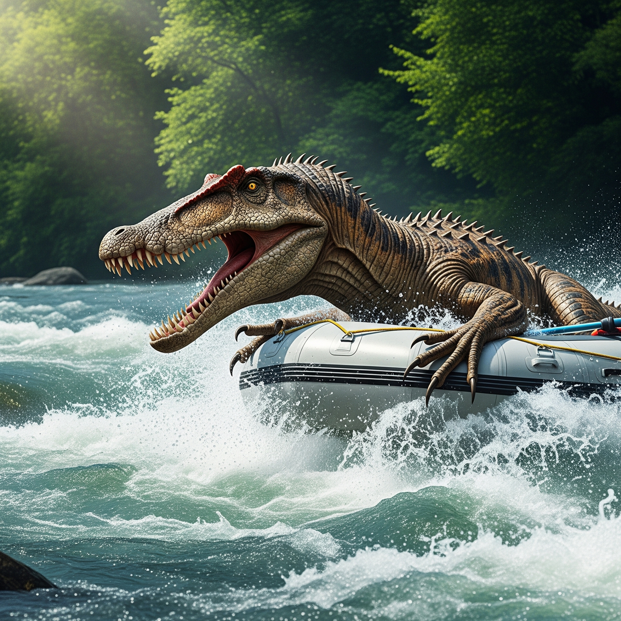 white water rafting dino